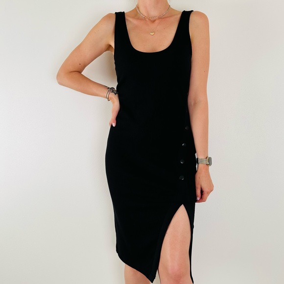 UO urban outfitters ribbed Addy Snap-Button Bodycon Midi Tank Dress - Picture 3 of 12